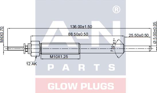A-N PARTS A-N131785 - Свеча накаливания autospares.lv