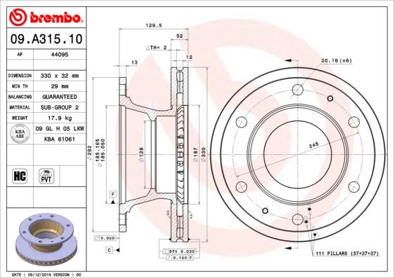 AP 44095 - Тормозной диск autospares.lv