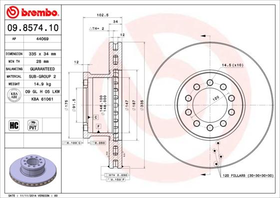 AP 44069 - Тормозной диск autospares.lv