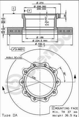 AP 44037 - Тормозной диск autospares.lv