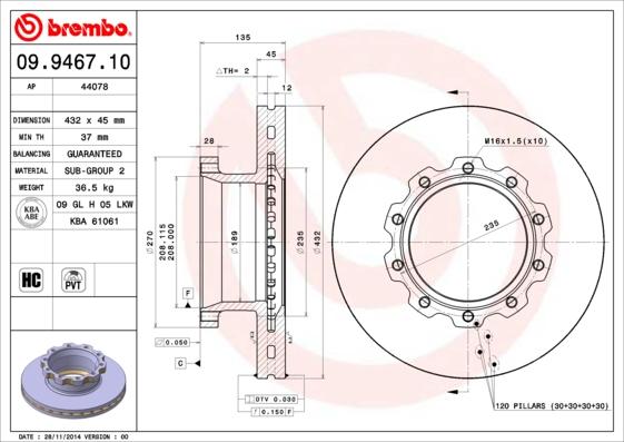 AP 44078 - Тормозной диск autospares.lv