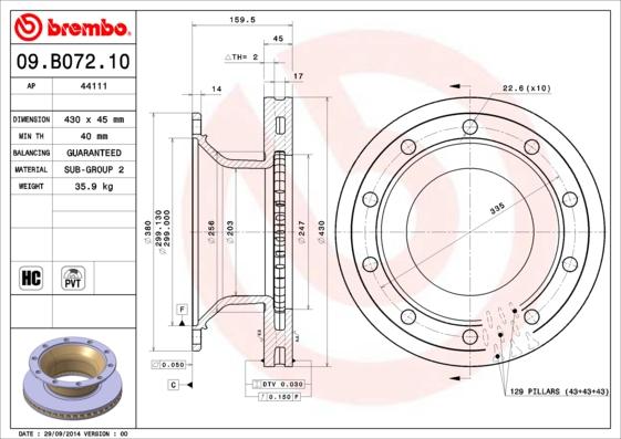 AP 44111 - Тормозной диск autospares.lv