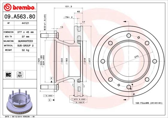 AP 44121 - Тормозной диск autospares.lv