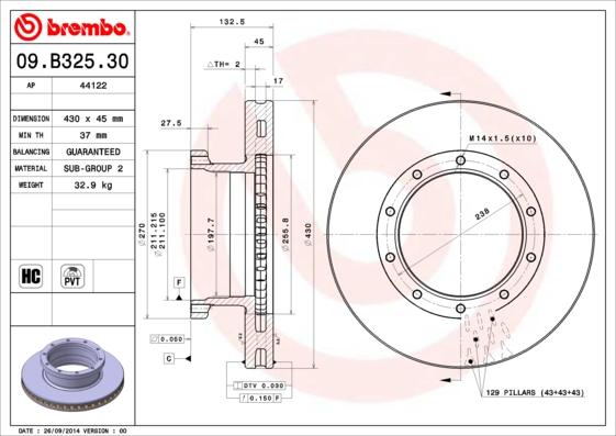 AP 44122 - Тормозной диск autospares.lv