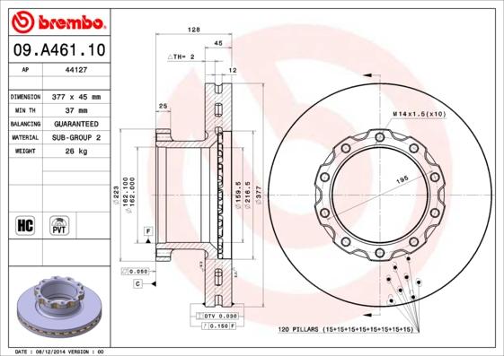 AP 44127 - Тормозной диск autospares.lv