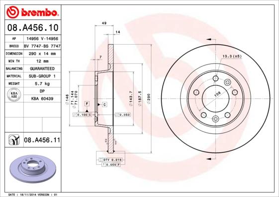 AP 14956 V - Тормозной диск autospares.lv