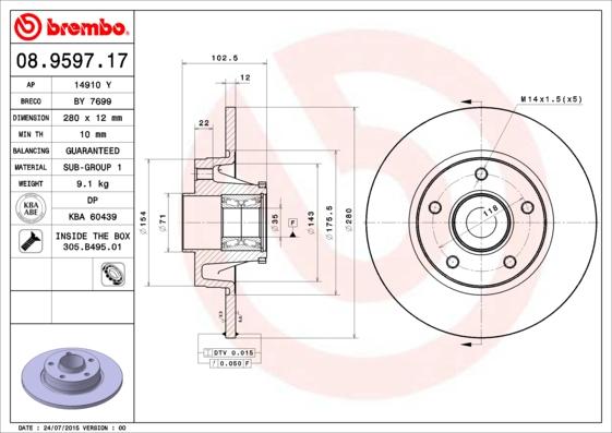 AP 14910 Y - Тормозной диск autospares.lv