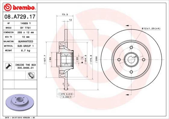 AP 14989 Y - Тормозной диск autospares.lv