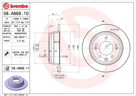 AP 14986 V - Тормозной диск autospares.lv