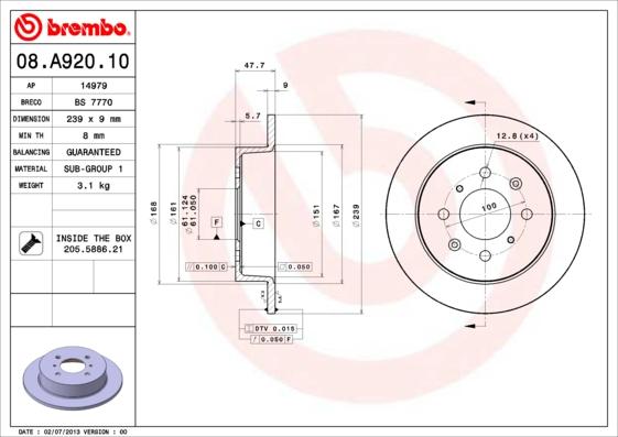 AP 14979 - Тормозной диск autospares.lv