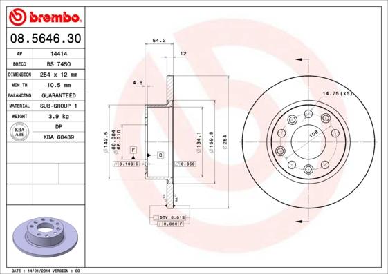 AP 14414 - Тормозной диск autospares.lv