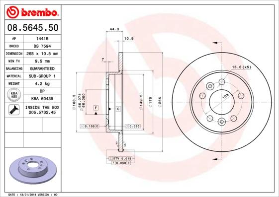 AP 14415 - Тормозной диск autospares.lv