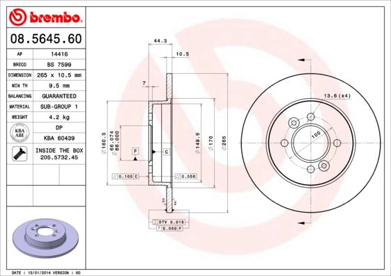 AP 14416 - Тормозной диск autospares.lv