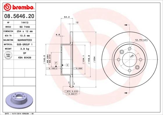 AP 14413 - Тормозной диск autospares.lv