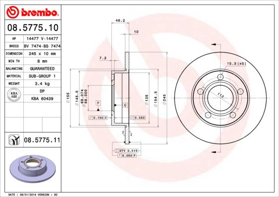 AP 14477 - Тормозной диск autospares.lv