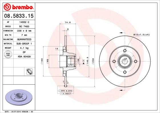 AP 14552 C - Тормозной диск autospares.lv