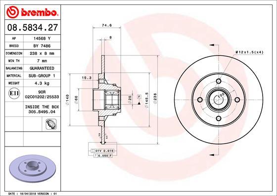 AP 14568 Y - Тормозной диск autospares.lv