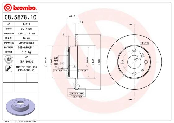 AP 14511 - Тормозной диск autospares.lv