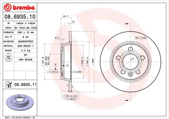 AP 14634 - Тормозной диск autospares.lv