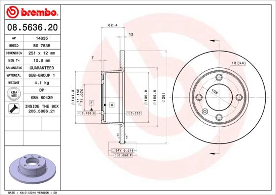 AP 14635 - Тормозной диск autospares.lv