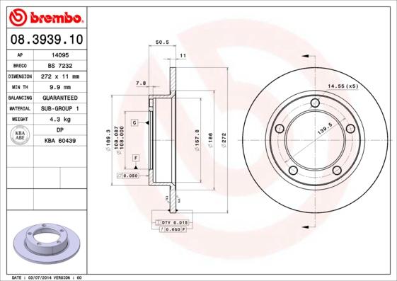 AP 14095 - Тормозной диск autospares.lv
