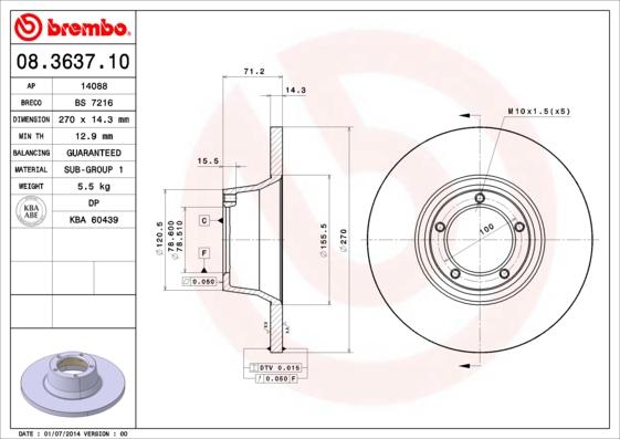 AP 14088 - Тормозной диск autospares.lv