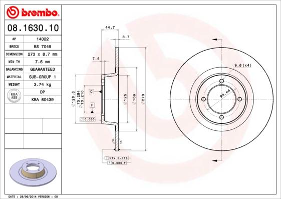 AP 14022 - Тормозной диск autospares.lv