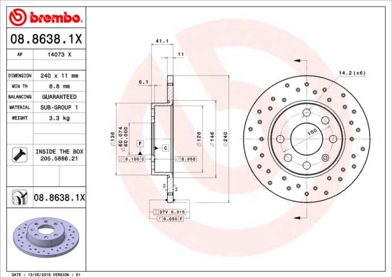 AP 14073 X - Тормозной диск autospares.lv