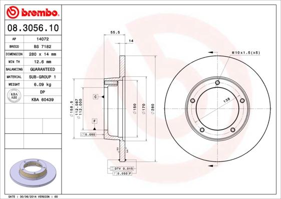 AP 14072 - Тормозной диск autospares.lv