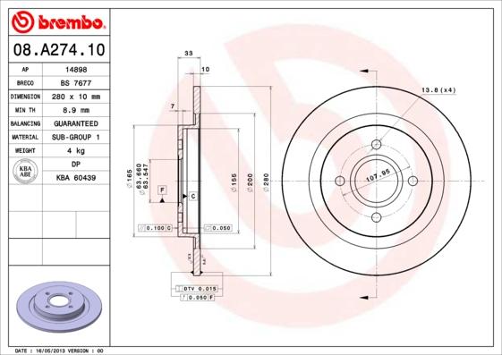 AP 14898 - Тормозной диск autospares.lv