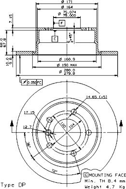 AP 14860 V - Тормозной диск autospares.lv