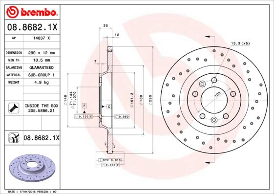 AP 14837 X - Тормозной диск autospares.lv