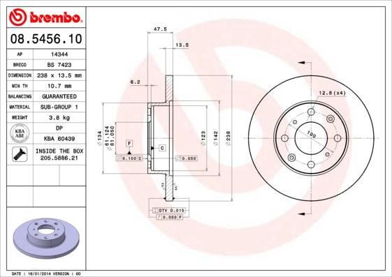 AP 14344 - Тормозной диск autospares.lv