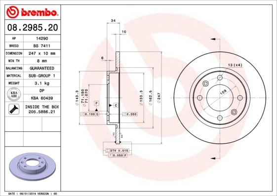AP 14290 - Тормозной диск autospares.lv