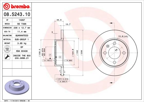 AP 14267 - Тормозной диск autospares.lv