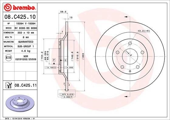 AP 15094 V - Тормозной диск autospares.lv