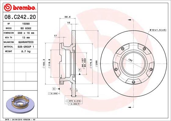 AP 15090 - Тормозной диск autospares.lv