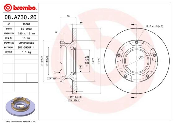 AP 15061 - Тормозной диск autospares.lv