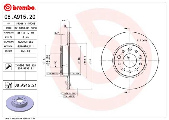 AP 15068 V - Тормозной диск autospares.lv