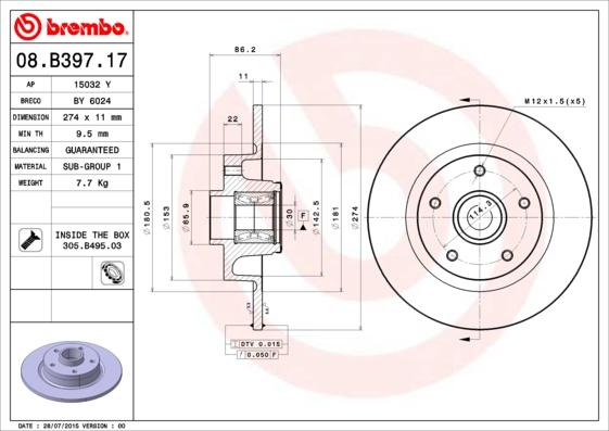 AP 15032 Y - Тормозной диск autospares.lv