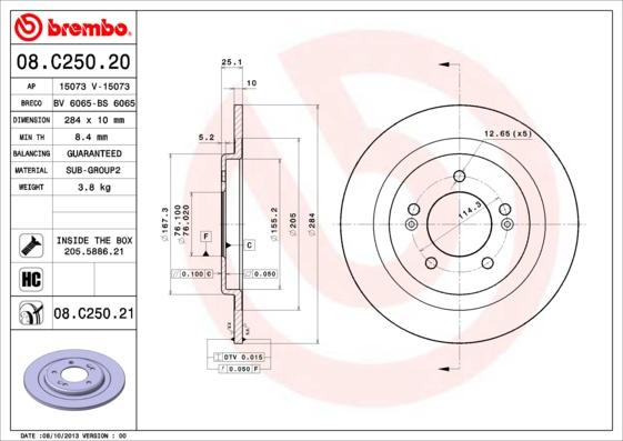 AP 15073 V - Тормозной диск autospares.lv