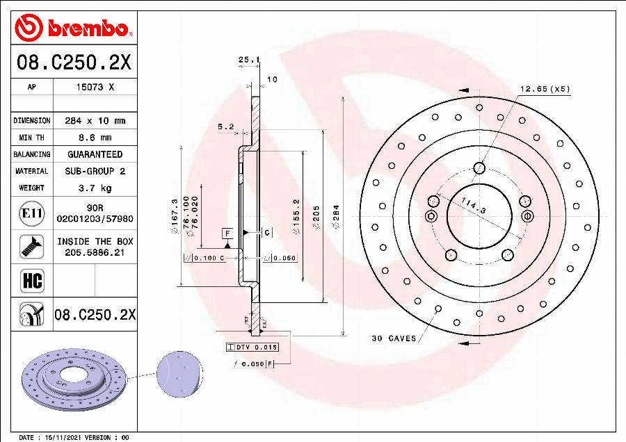 AP 15073 X - Тормозной диск autospares.lv