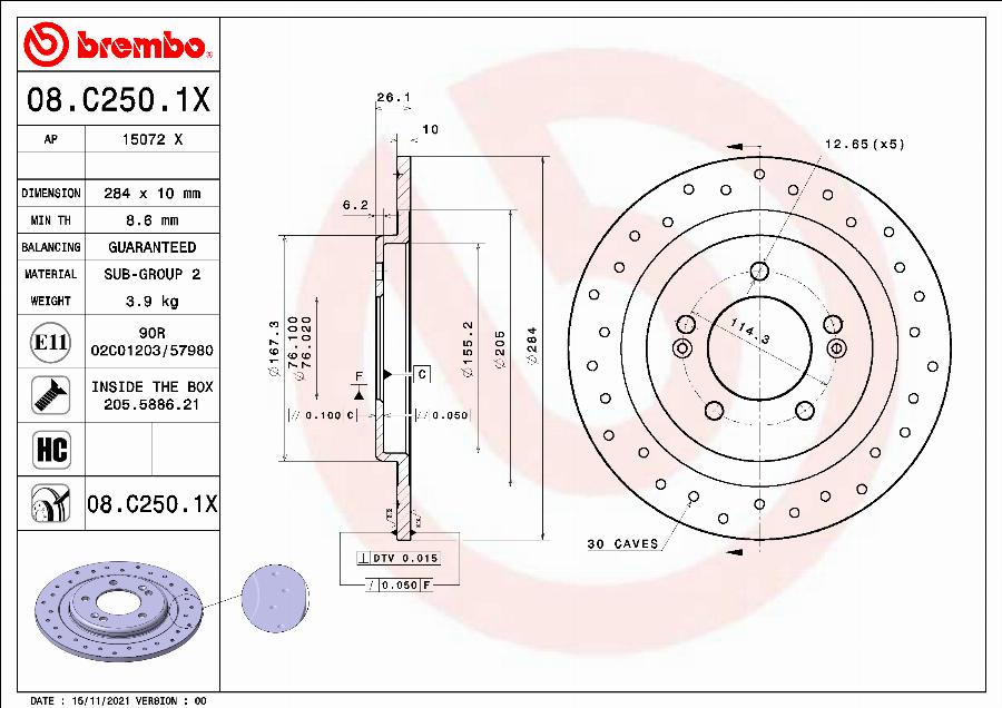 AP 15072 X - Тормозной диск autospares.lv