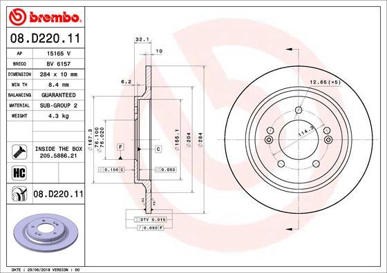 AP 15165 V - Тормозной диск autospares.lv