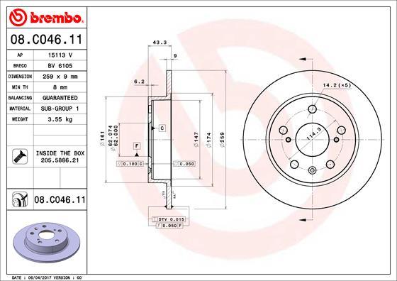 AP 15113 V - Тормозной диск autospares.lv