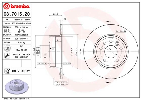 AP 15380 V - Тормозной диск autospares.lv