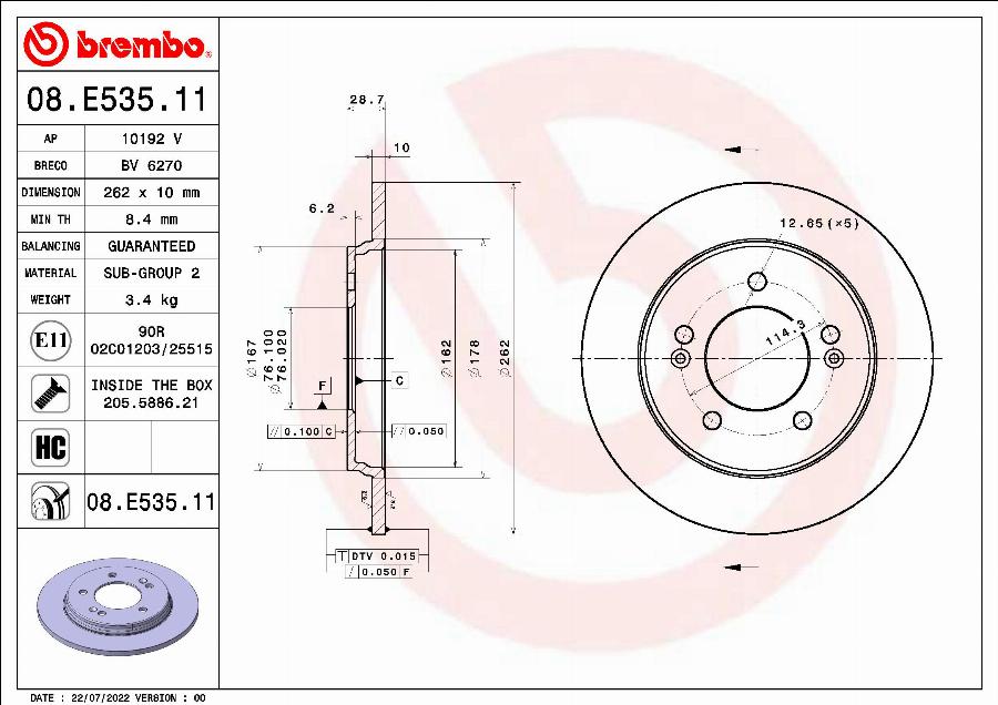 AP 10192 V - Тормозной диск autospares.lv