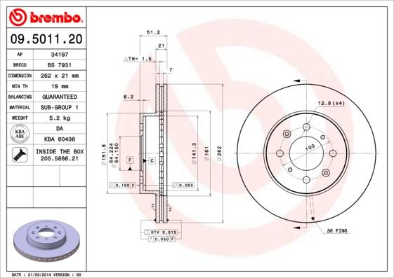 AP 34197 - Тормозной диск autospares.lv