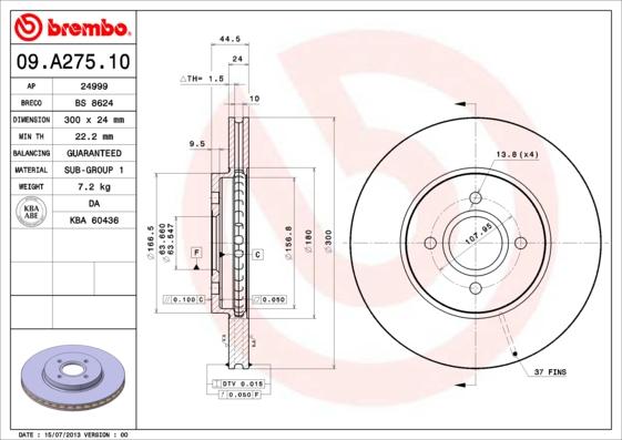 AP 24999 - Тормозной диск autospares.lv