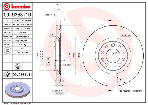 AP 24993 - Тормозной диск autospares.lv